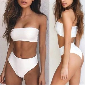 Bandeau High Waist Strapless Bikini Swimsuit